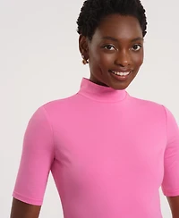 Isaac Mizrahi Women's Short-Sleeve Turtle Neck Knitted Top