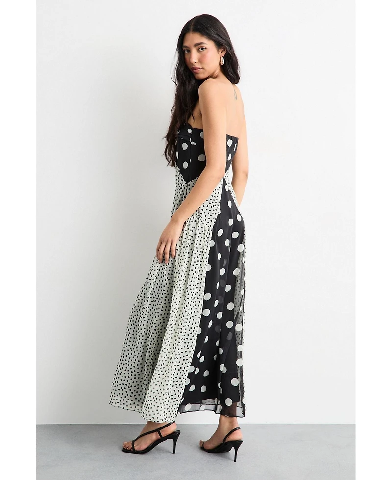 Warehouse Women's Printed Bandeau Seam Detail Midi Dress