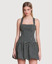 Avec Les Filles Women's Drop Waist Bubble Hem Mini Dress