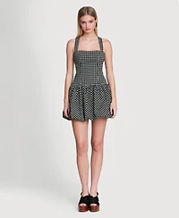 Avec Les Filles Women's Drop Waist Bubble Hem Mini Dress