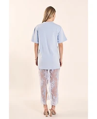 endless rose Women's Mixed Media Lace T-Shirt Dress
