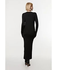 Karen Millen Women's Button Through Ribbed Maxi Dress