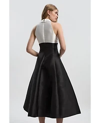 Karen Millen Women's Twill Contrast Tux Tailored Dress