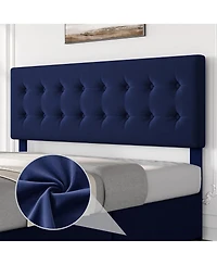 gaomon King Bed Frame With 4 Drawers Velvet Upholstered Headboard Button Design Wood Slats No Box Spring