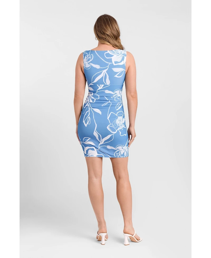 S3 Apparel Women's Sculpting Shapewear Shirred Waist V-Neck Mini Dress