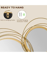 Homcom Metal Wall Art 42.25" in Round Wall Mirror,