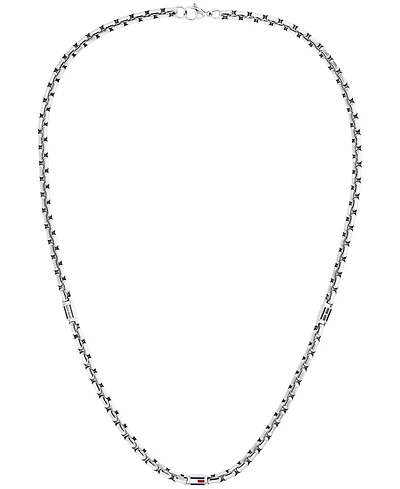 Tommy Hilfiger Men's 3D Flag Metal Silver Tone Stainless Steel Necklace