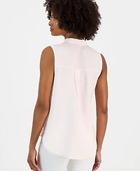 Eileen Fisher Women's Linen Sleeveless Band-Collar Shirt