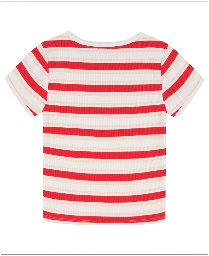 Calvin Klein Girls' 7-16 Striped Round Neck T-Shirt