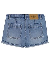 Calvin Klein Girls' 7-16 Cuffed Denim Shorts