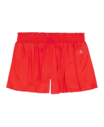 Calvin Klein Girls' 7-16 Smocked Waist Pull-On Tech Shorts