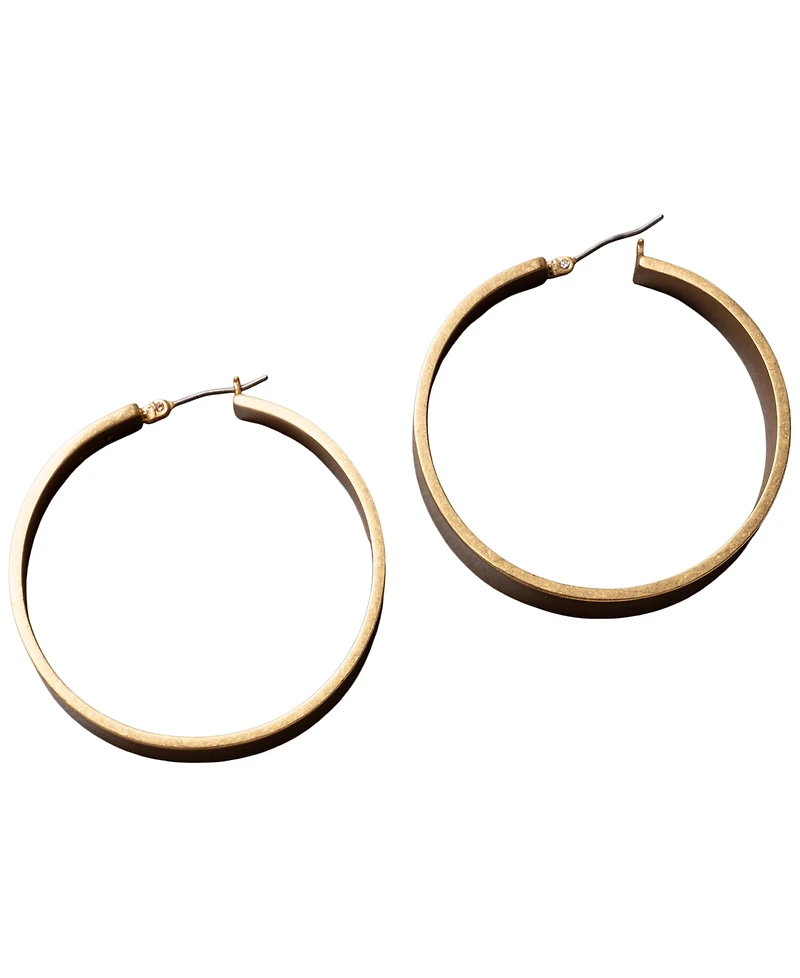 Donna Karan Gold-Tone Drama Flat Hoop Earrings