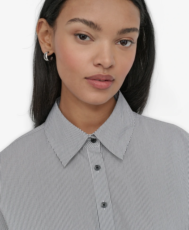 Dkny Petite Collared Cap-Sleeve Blouse