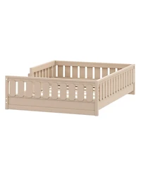 Streamdale Furniture Wood Full Platform Bed w/ Guardrail & Storage Shelves