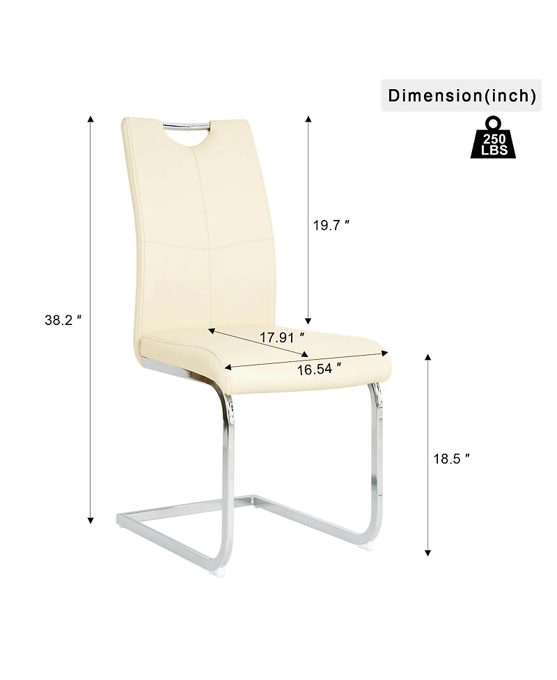 Streamdale Furniture Modern Light Yellow Pu Dining Chair with Electroplated Metal Legs (Set of 2)