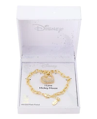Disney Mickey Mouse Open Heart Crystal and Cubic Zirconia Charm Bracelet