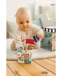 Bababoo and Friends Lolo Elephant Funny Autoboat 2 in 1 Wooden Stacking Game Toy