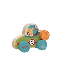 Bababoo and Friends Lion Bababoo Racecar Wooden Push Along My First Car Toy