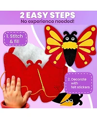 Quokka Kids Crafts Ages 4-8 Diy Beginner Needle and Thread Kit - 12 Sewing Basic