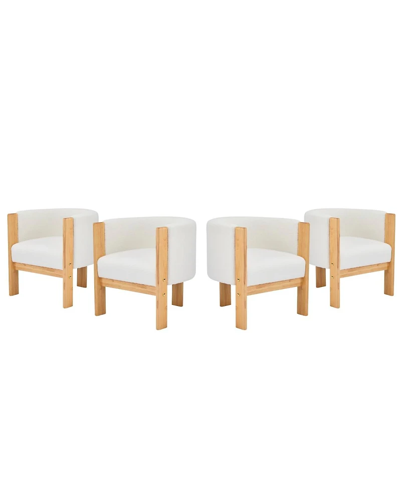 Streamdale Furniture Streamdale Upholstered Dining Chairs Set of 4, White Boucle Fabric, Modern Armchairs