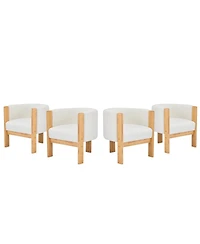 Streamdale Furniture Streamdale Upholstered Dining Chairs Set of 4, White Boucle Fabric, Modern Armchairs