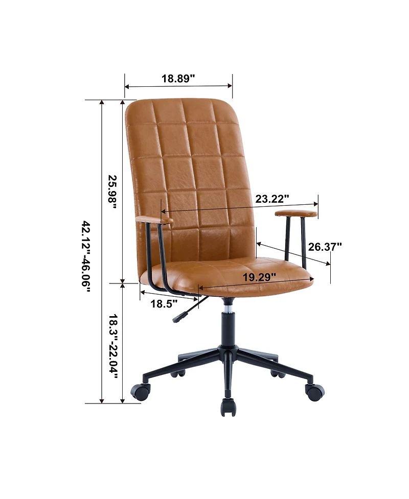 Streamdale Antique Black Pu leather office chair, 2-set, high back, adjustable, swivel.