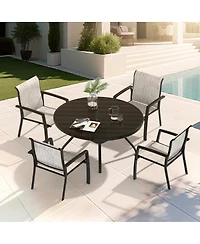 Streamdale Furniture 5-Piece Patio Dining Set with Stackable Chairs & 40.6" Round Metal Table