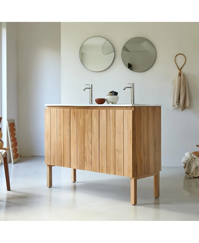 Tikamoon Teak and Ceramic Vanity Cabinet 120 cm Jill