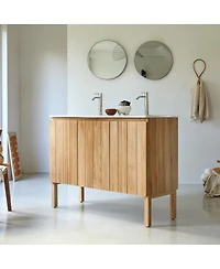 Tikamoon Teak and Ceramic Vanity Cabinet 120 cm Jill
