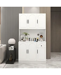 Streamdale Furniture Kitchen Pantry Storage Cabinet with Microwave Oven Countertop