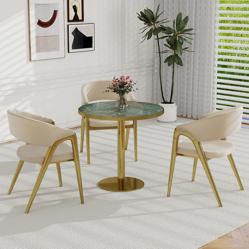 Streamdale Furniture Round Modern Dining Table 31.5" Faux Marble Top Bistro Tulip Table