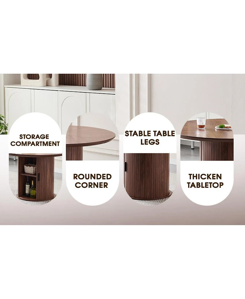 Streamdale Furniture Round Dining Table with Two Layers of Storage Shelves