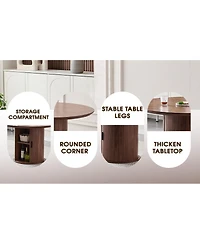 Streamdale Furniture Round Dining Table with Two Layers of Storage Shelves
