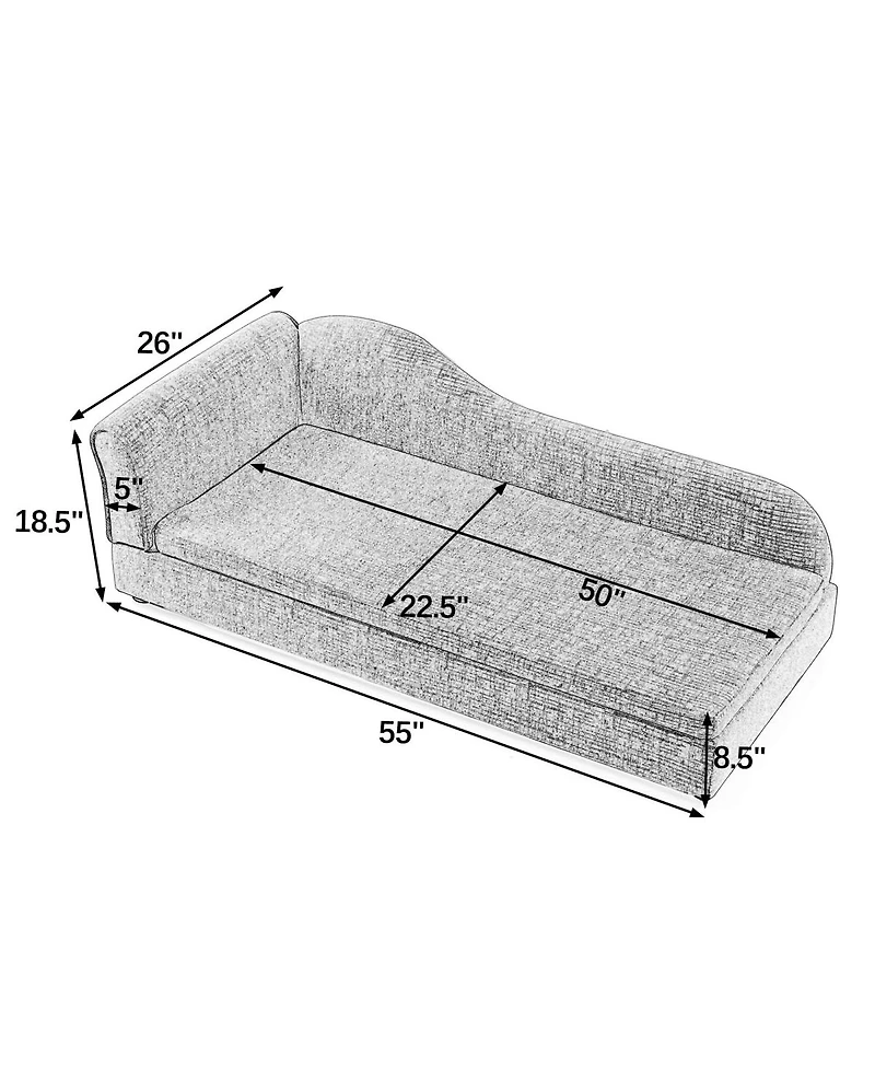 6thdruple Modern Oversized Linen Dog Sofa, Irregular Wave Backrest Single Armrest Pet Bed for Large Dogs