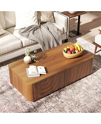 Streamdale Furniture Streamdale 47" Walnut Mid-Century Farmhouse Coffee Table with Storage & 2 Drawers