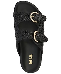 Mia Women's Trendy Woven Double Buckle Slide Sandals