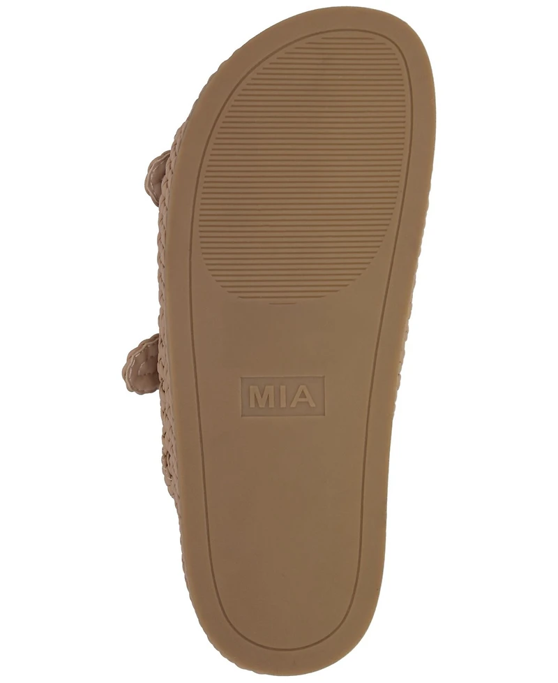 Mia Women's Trendy Woven Double Buckle Slide Sandals