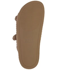 Mia Women's Trendy Woven Double Buckle Slide Sandals
