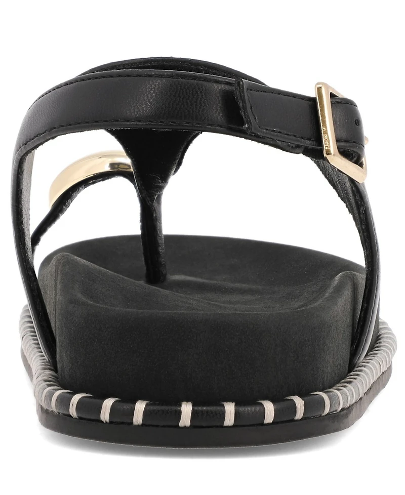 Mia Women's Leilah Slingback Buckle-Strap Round-Toe Thong Sandals