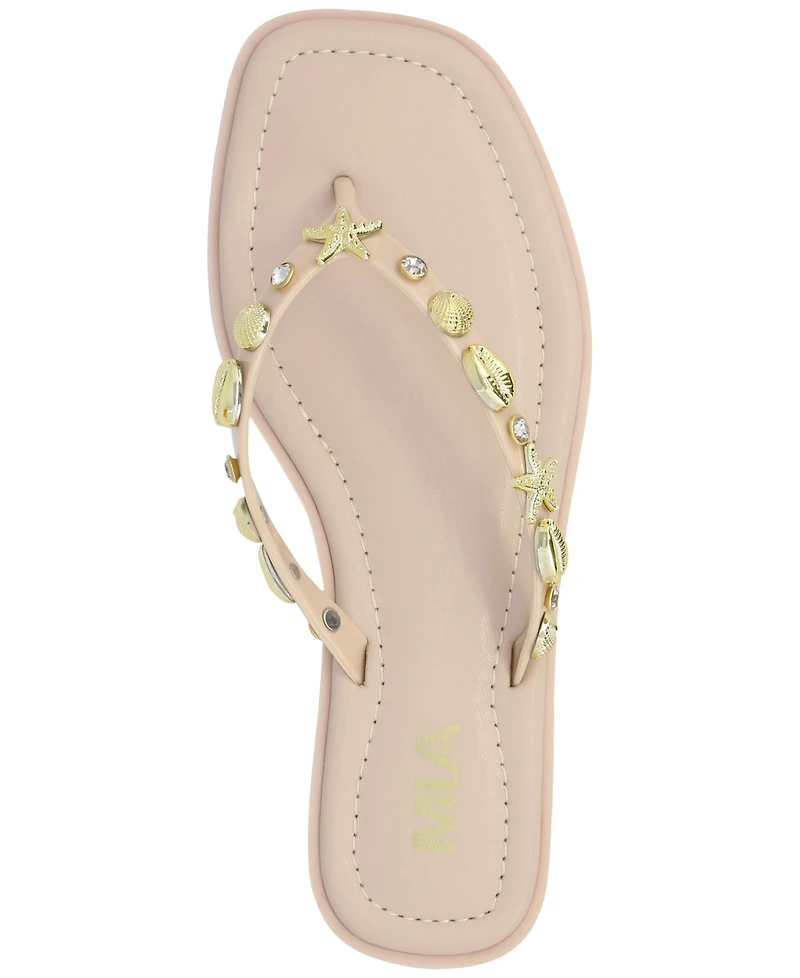 Mia Women's Tulah Nautical Charm Square Toe Flat Thong Sandals