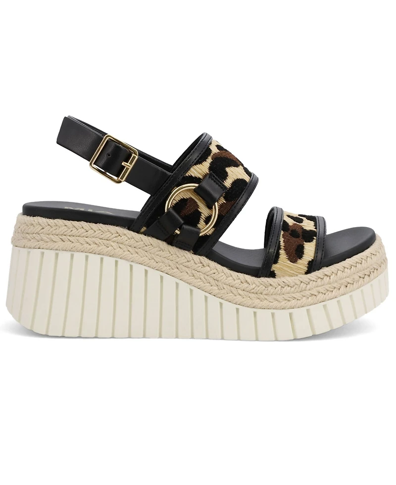 Mia Women's Leopard-Print Wedge Heel Sandals