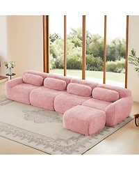 Streamdale Furniture L-shaped Plush Fabric Modular Sectional Sofa, 32D Sponge, Free Combination