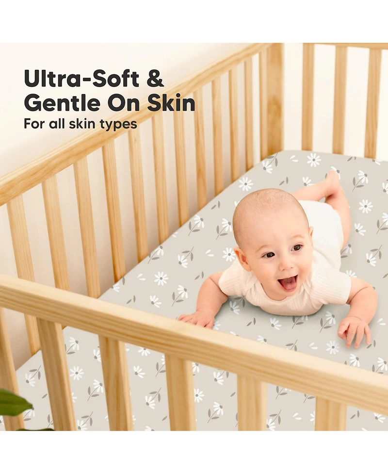 KeaBabies Waterproof Crib Sheets for Boys, Girls, 2pk Baby Fitted Sheet, Mattress Protector