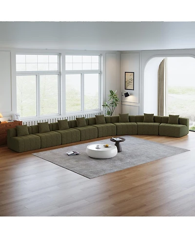Streamdale Furniture Chenille Curved Sectional Sofa with 8 Pillows and Modular Seats