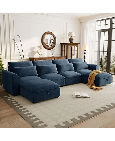 Streamdale Furniture U-shaped Modular Corner Sofa with Two Ottomans