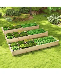 Gymax Raised Garden Bed Wooden Elevated Planter w/2 Planter Boxes 7 Compartments