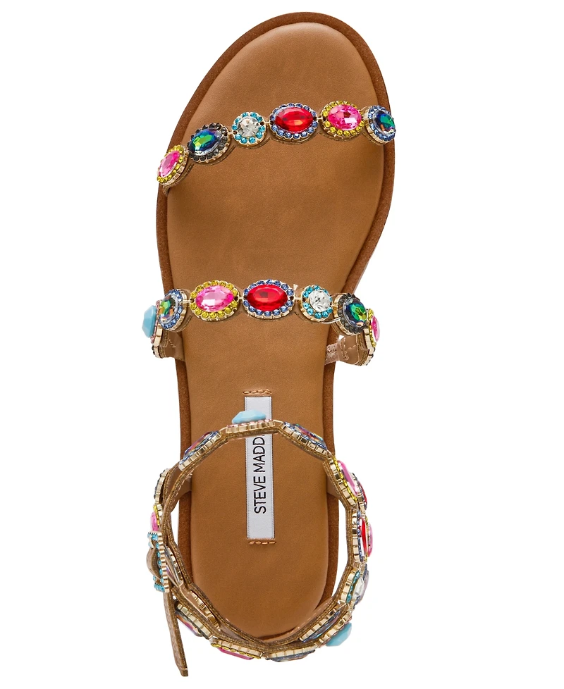 Steve Madden Women's Tawnie Gemstone Round Toe Flat Sandals