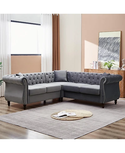 Streamdale Furniture 83.5" Oversized L-Shaped Sectional Sofa, 5-Seater Couch with 3 Pillows