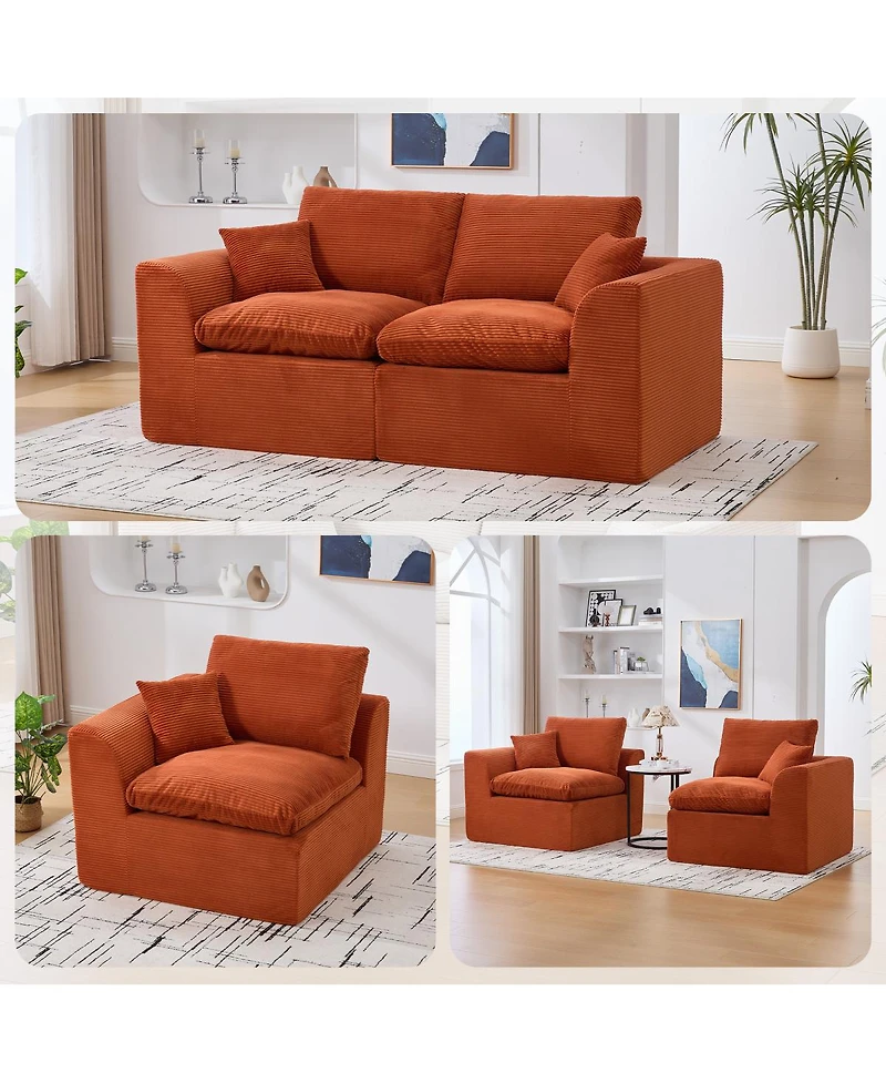 Streamdale Furniture Modular Sectional Sofa Cloud Couch, Comfy Modern 2 Seater with Removable Cushion Covers