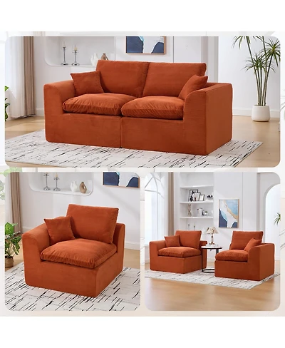 Streamdale Furniture Modular Sectional Sofa Cloud Couch, Comfy Modern 2 Seater with Removable Cushion Covers
